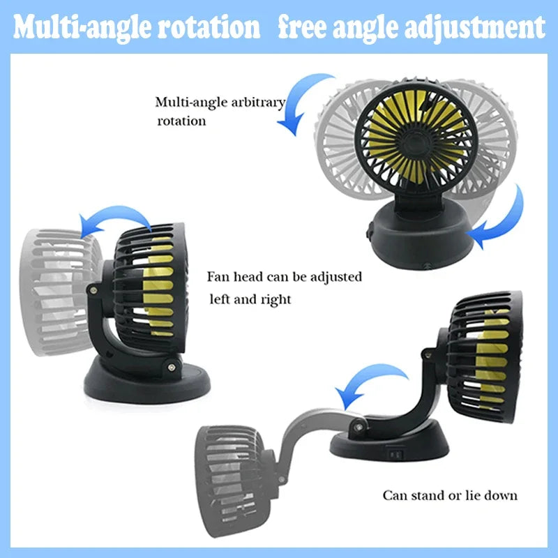 CoolRider Car Fan Powerful 360° Breeze