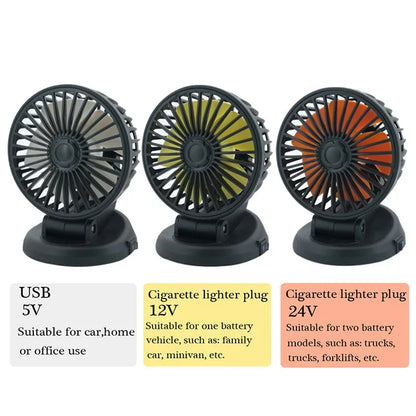 CoolRider Car Fan Powerful 360° Breeze
